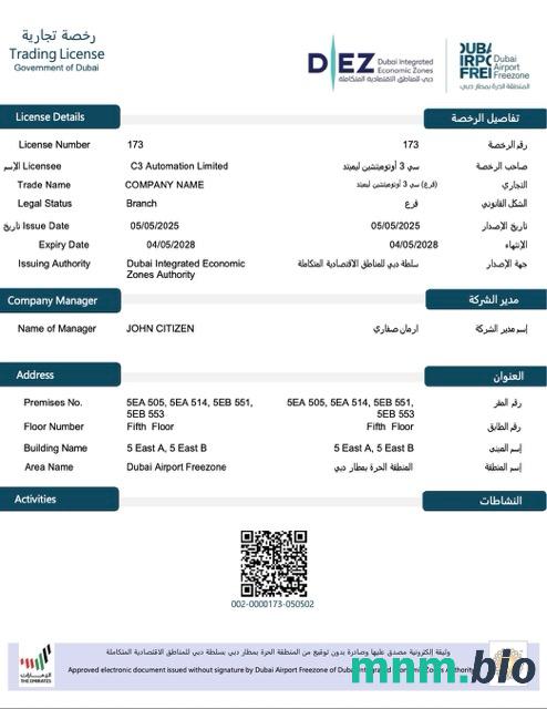 UAE Dubai trading license Word i szablon PDF